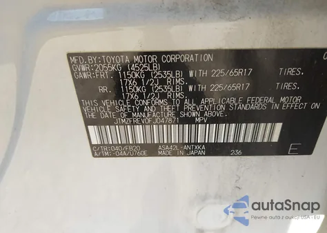 2015 Toyota Rav4 Le from USA, damaged, VIN JTMZFREV0FJ047871